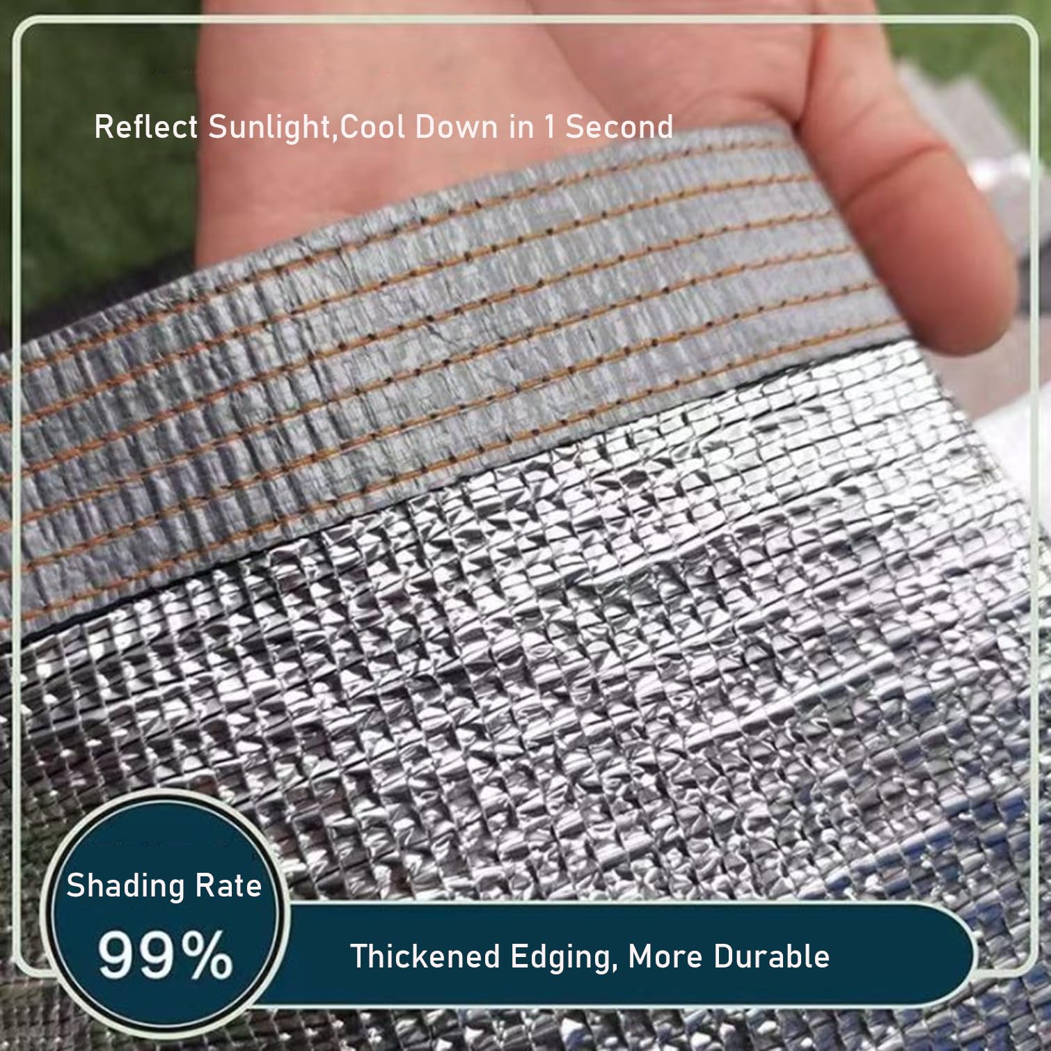 Tissu rafraîchissant à 99 % en aluminium réfléchissant UV pour serres, jardins, terrasses, voitures et abris avec œillets (600 cm x 700 cm)