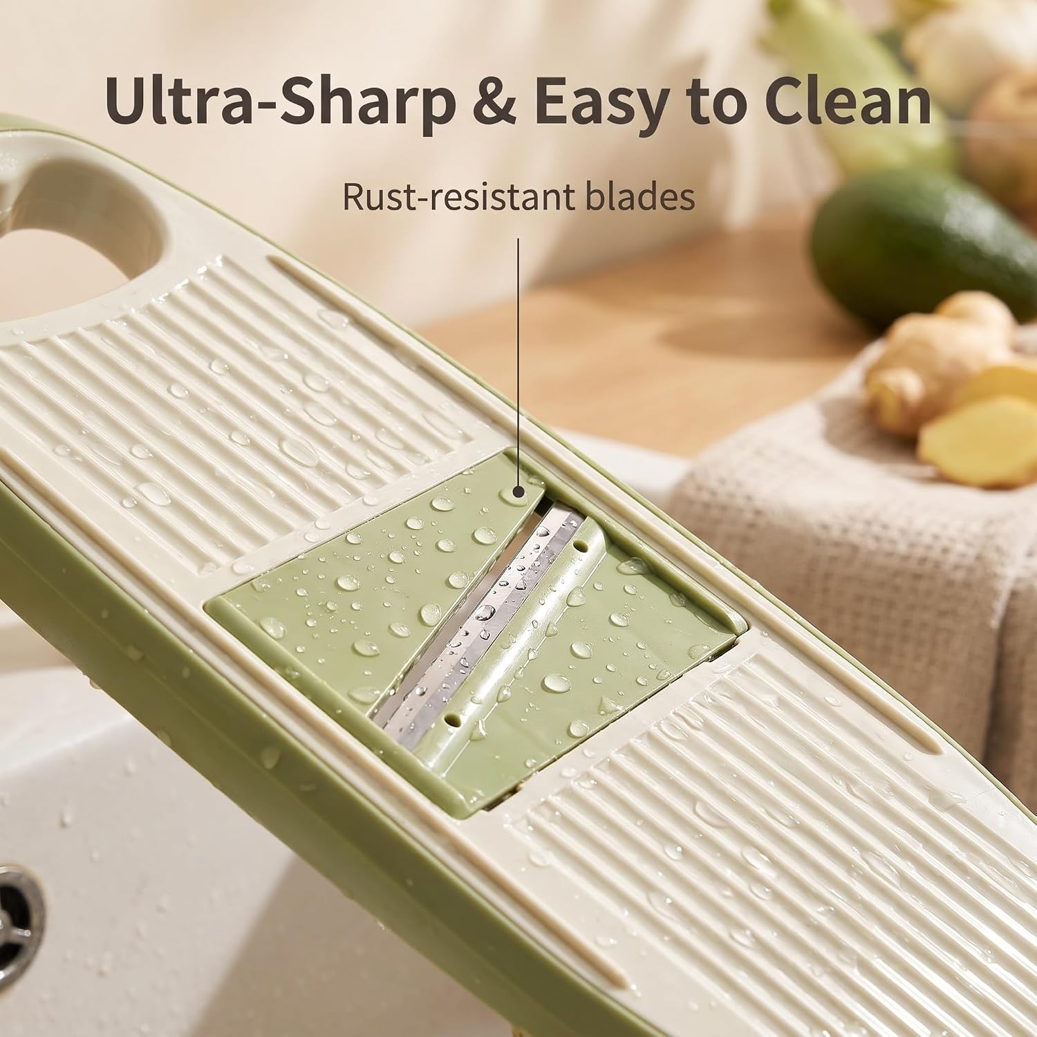 NACOLUS Handheld Mandoline Slicer for Kitchen,3 Blades with Hand Guard