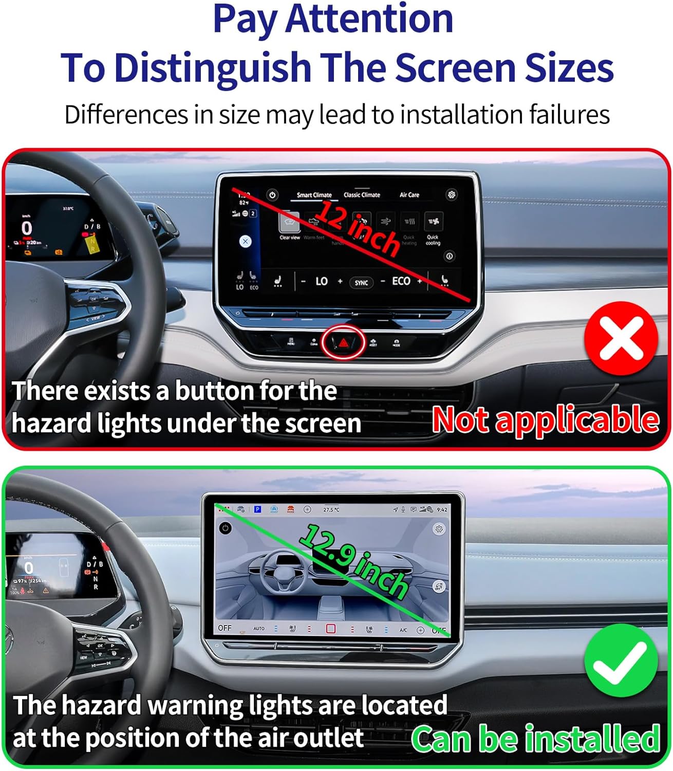 Car Phone Holder for 2024-2026 Volkswagen ID.4/VW 2025-2026 ID.Buzz,360° Rotation,12.9-inch Screen Fixed Clip, Auto Accessories Navigation Bracket, Interior Decoration Mobile Phone Mount