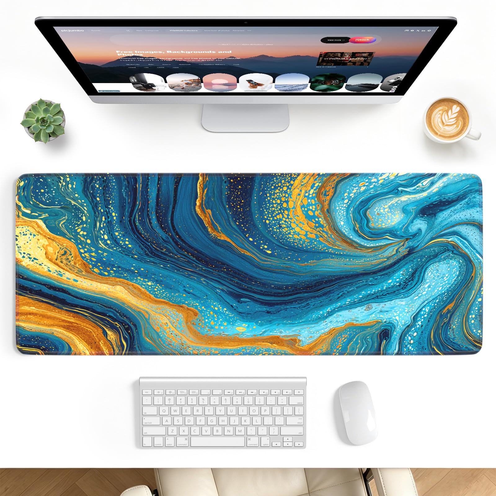 Stanploe Gaming Mouse Pad, Extended Desk Mat, Stitched Edges, Non-Slip Base