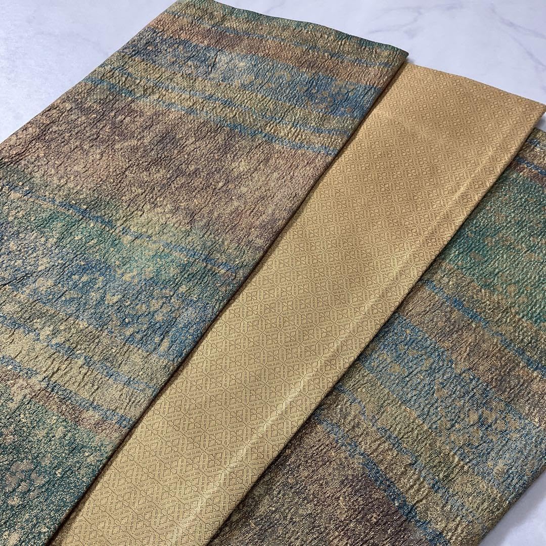 Amazon.co.jp: 厳選同然六寸帯最高級西陣織正絹パールトーン金糸長尺  