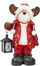 Christmas Decoration Figures, Large 42 cm Christmas Figures, Illuminated Indoor LED Figures, Christmas with Timer, Winter Decoration, Windowsill Decorative Figure with Lantern, Living Room, Gnome Elk