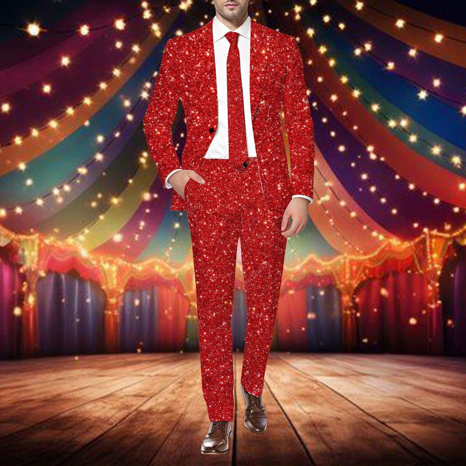 Generisch 2026 Disfraz de Carnaval Hombres Carnaval 3D Digital Impreso Conjunto de Traje de Negocios Ligero Traje de Negocios Chaqueta Pantalones Conjunto