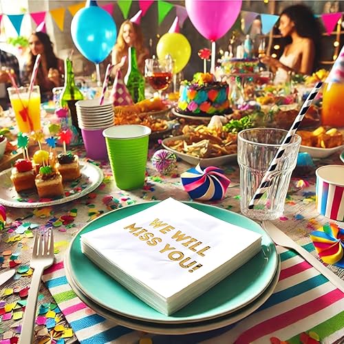 Miniatura 9 de We Will Miss You - Servilletas de cóctel  Paquete de 50  Adiós, despedida, suministros de decoración de fiesta de jubilación, compañeros de trabajo