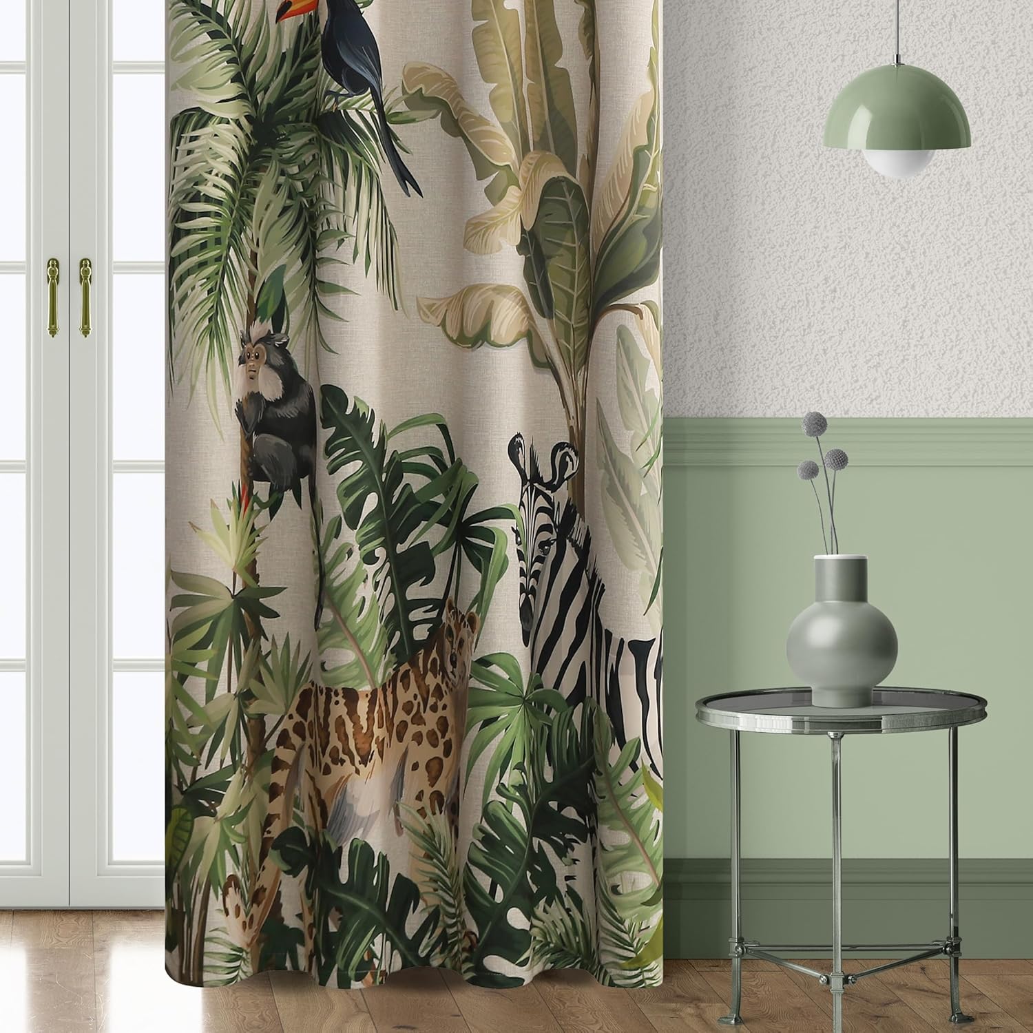80% Blackout Curtains for Bedroom, Tropical Plant Window Drapes 102 Inch Length for Living Room, Thermal Insulated Grommet Curtains, 2 Panels
