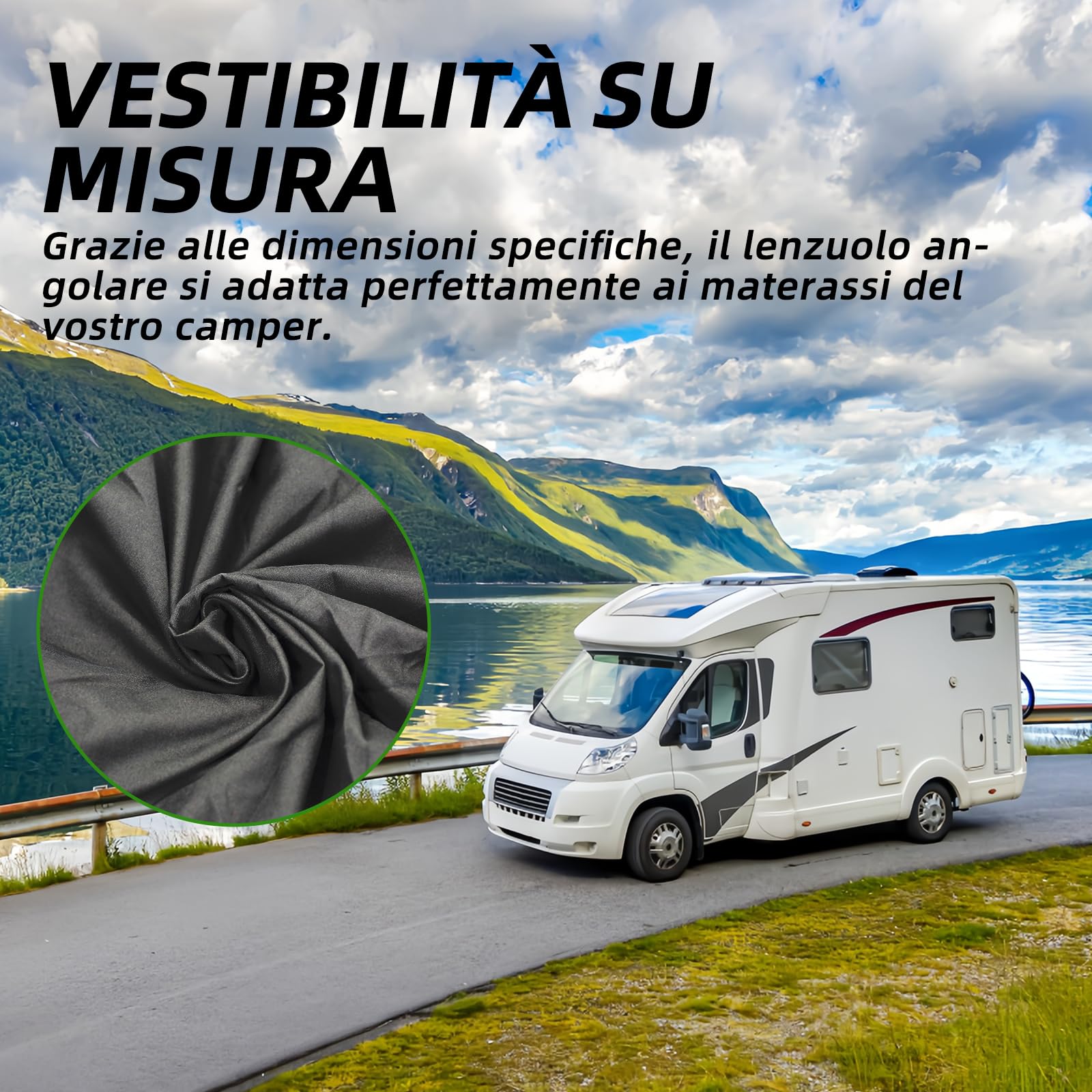 Set di 4 lenzuola con angoli per camper con materasso centrale – Set di lenzuola per camper Volkswagen California / Mercedes-Benz Marco Polo/FIAT Ducato (grigio fumo)