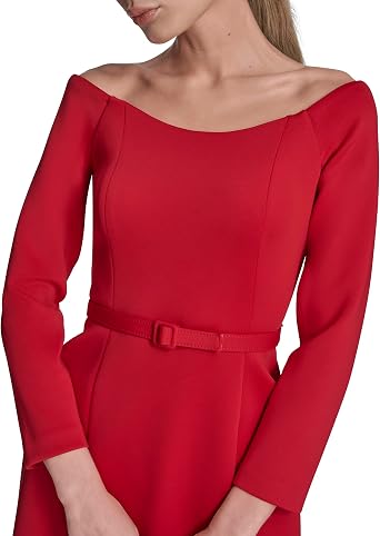 BCBGeneration Women's Off the Shoulder Long Sleeve Belted A-line Mini Dress