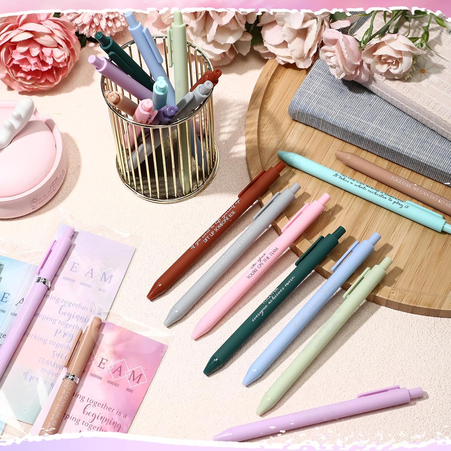 Quelay 30 Set Motivational Employee Appreciation Gifts Bulk Inspiring Quote Bookmarks Inspirational Pens for Women Team Building Gifts Thank You Gift for Nurse Coworker Staff Office(Team)
