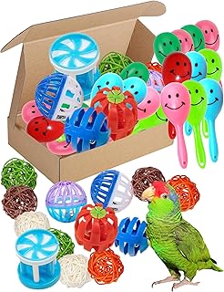 Comprehensive 23-Piece Bird Toy Value Set - Bells, Vine Balls, and Chews for Parrots and Parakeets