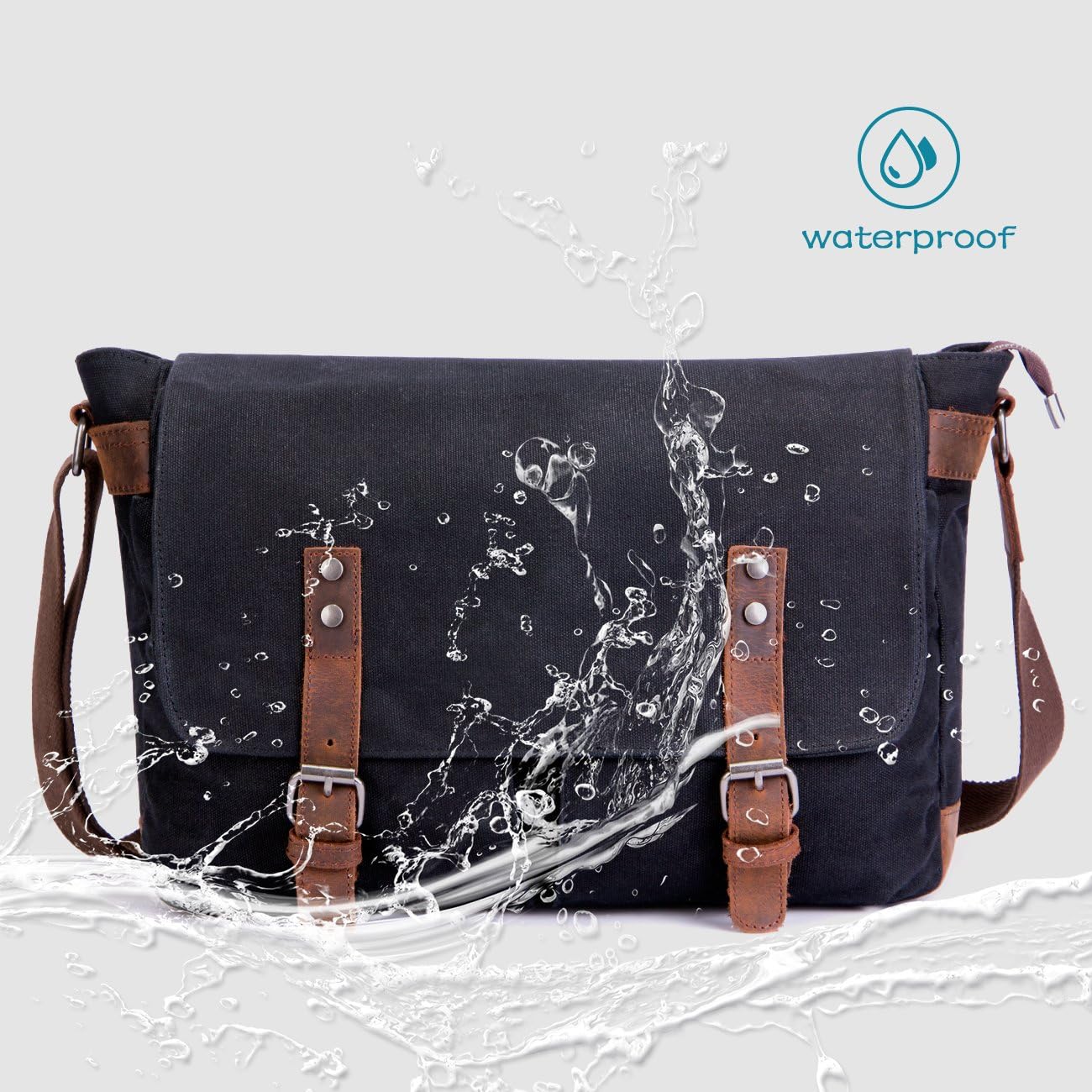 Rеvіеw Prоduсt SUVOM Mens Messenger Bag, Genuine Leather Canvas Messenger Bag, Waterproof Laptop Messenger Bag For 15.6 inch Laptop,Vintage Satchel Briefcase Cross Body Shoulder Bag For Everyday Use,Travel,Camping Exсluѕіvе Dіѕсоunt 🔥 SUVOM Mens Messenger Bag, Genuine Leather Canvas Messenger Bag, Waterproof Laptop Messenger Bag For 15.6 inch Laptop,Vintage Satchel Briefcase Cross Body Shoulder Bag For Everyday Use,Travel,Camping