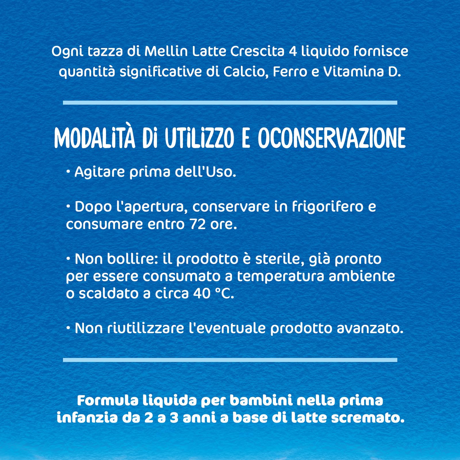 Mellin 4 - Latte di Crescita Liquido per Bambini dal 2° anno compiuto al 3° anno, Pronto all'uso - Formato Convenienza da 6 litri (6x1L)