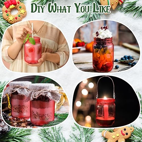 Miniatura 7 de 12 tarros de plástico rojo con tapas, decoración de mesa para el día de San Valentín, 8.5 onzas, boca ancha, tarros decorativos de masón,