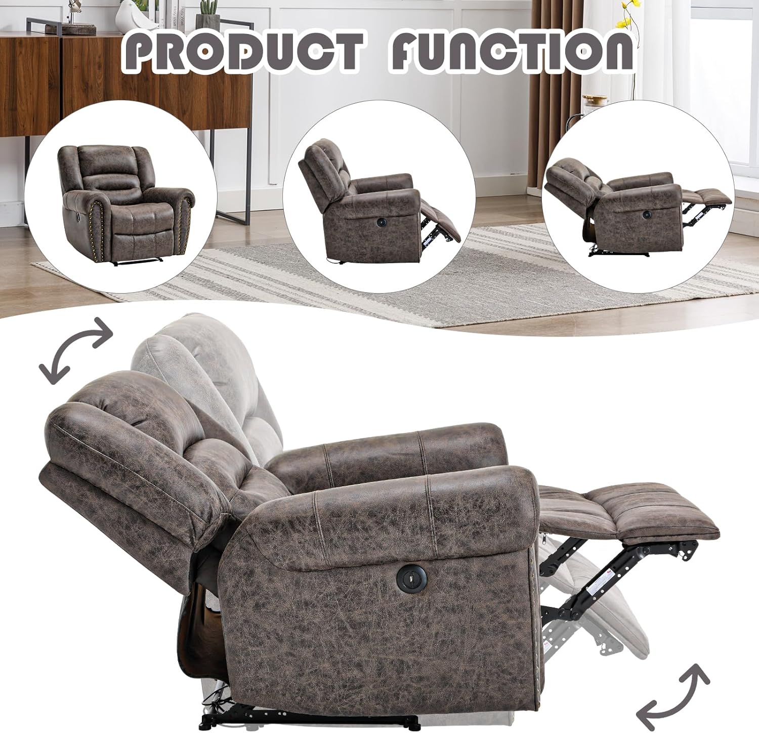 CANMOV Power Recliner Chair demonstrating recline functions