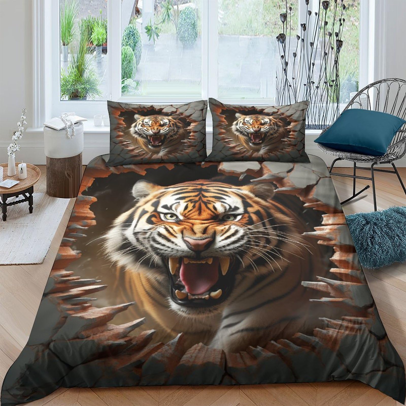 Parure de lit 3 pièces 220x240 microfibre housse de couette taies d'oreiller