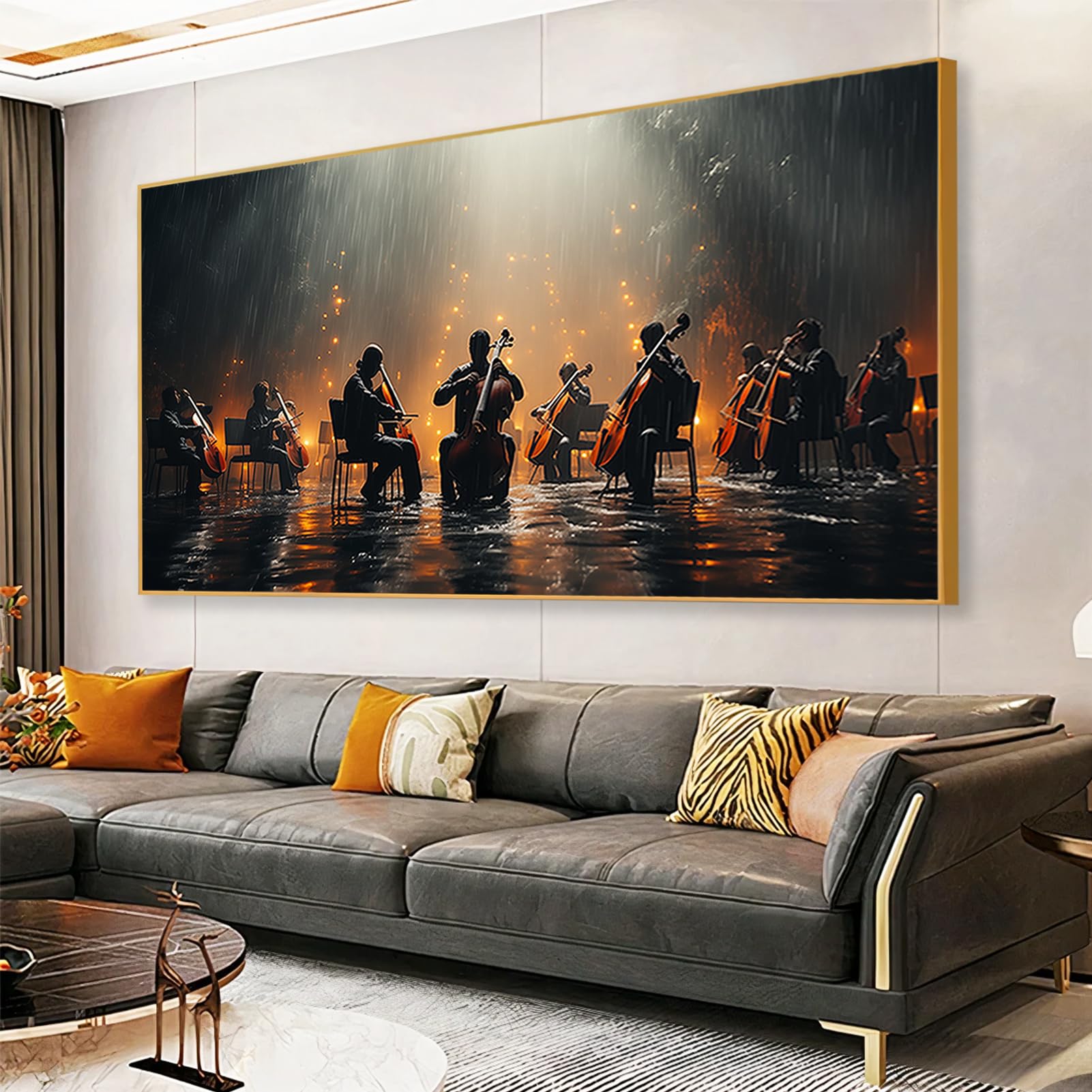 Amazon.com: Symphony Orchestra in The Rain Canvas Wall Art, Music