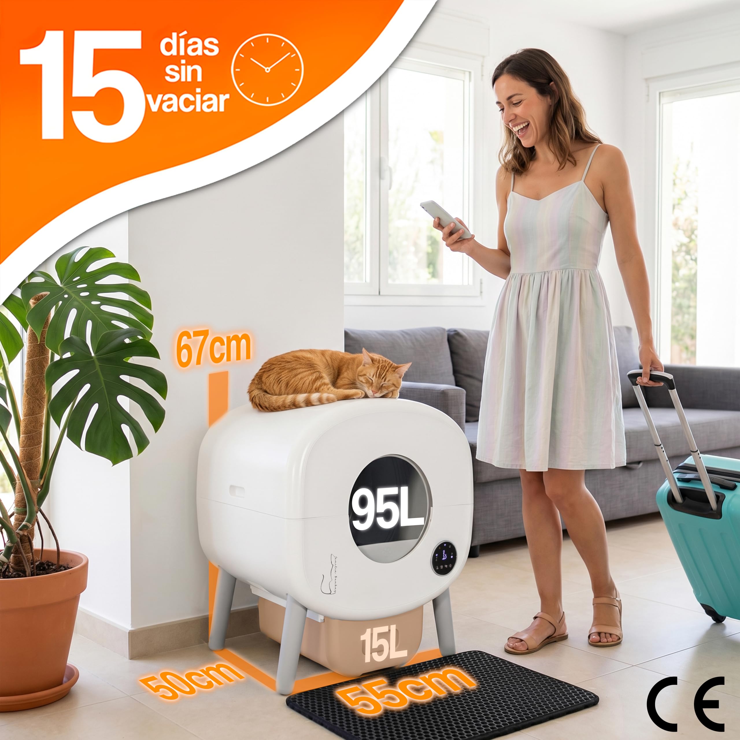 Arenero Automatico Familia Bombay - Arenero Gatos Autolimpiable - Caixa de Areia para Gatos Automatico - Arenero Electrico - Automatic Cat Litter Box Cleaning - ONG contra la Leucemia - Inteligente