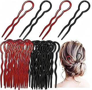 48 Pcs Hair Pins for Women U Shaped Bobby Pins Spiral Plastic Hair Twist Tool Hairstyle Accessories, Black an Brown