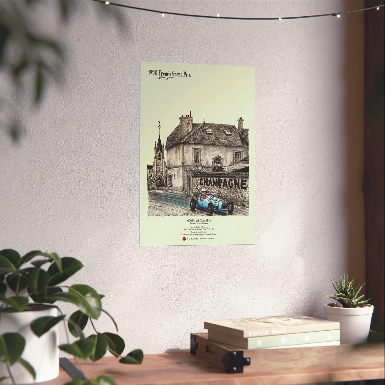 1950 French GP Reims Fine Art Print - Simca-Gordini Formula Racing Wall Art Poster - Best Home, Office, Garage Decor Gift for Sports Car Fans