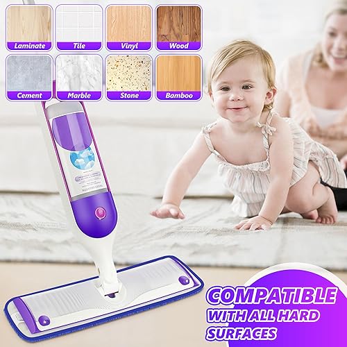 Miniatura 6 de 6 almohadillas reutilizables para mopa compatibles con Swiffer PowerMop  SEVENMAX de 15 pulgadas de microfibra de repuesto para mopa de piso,