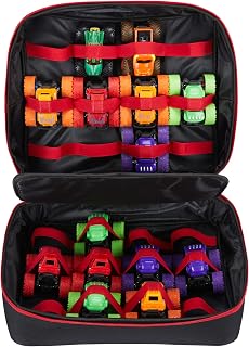 HUHYNN Carrying Case Compatible with 24 Monster Jam Trucks, Toy Truck Storage Compatible with 1:64 Scale Monster Jam Truck for Kid, Holding 24 Pack(Bag ONLY) (Medium-24 Slots)