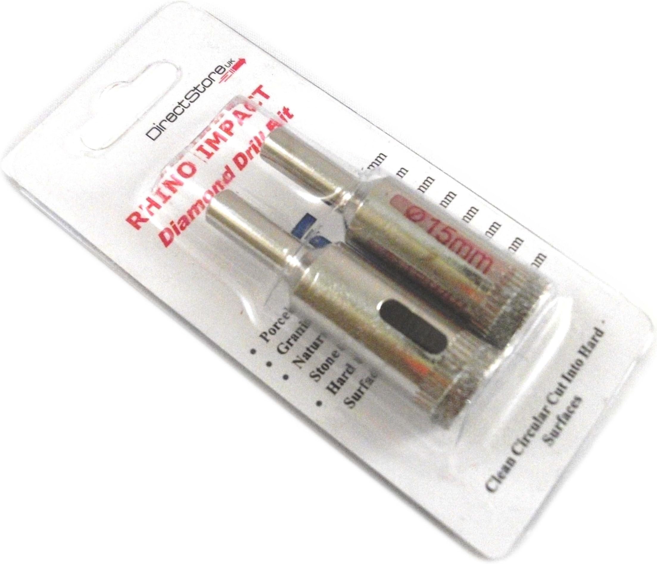 Rhino Impact Diamond Drill Bit 15mm/ 1/2" Twin Pack