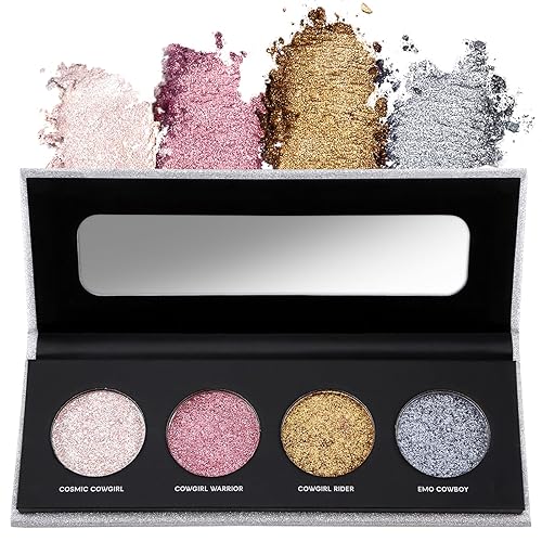 Jutqut Paleta de sombra de ojos con purpurina brillante, 4 colores coreanos con purpurina de ojos, maquillaje e iluminador de ojos brillantes de