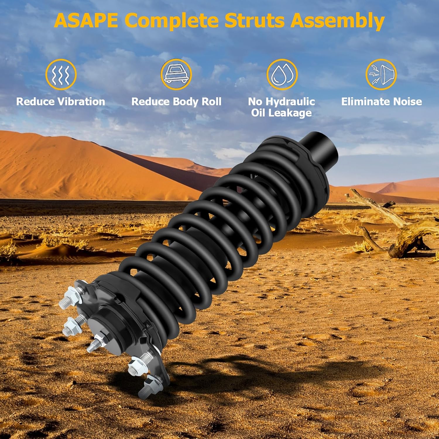 ASAPE 2PCS Front Complete Struts Assembly w/Coil Spring and 2PCS Rear Shock Absorber Fit for 2002-2012 for Jeep Liberty 2007-2011 for Dodge Nitro Replace OE 171577L 171577R 37203