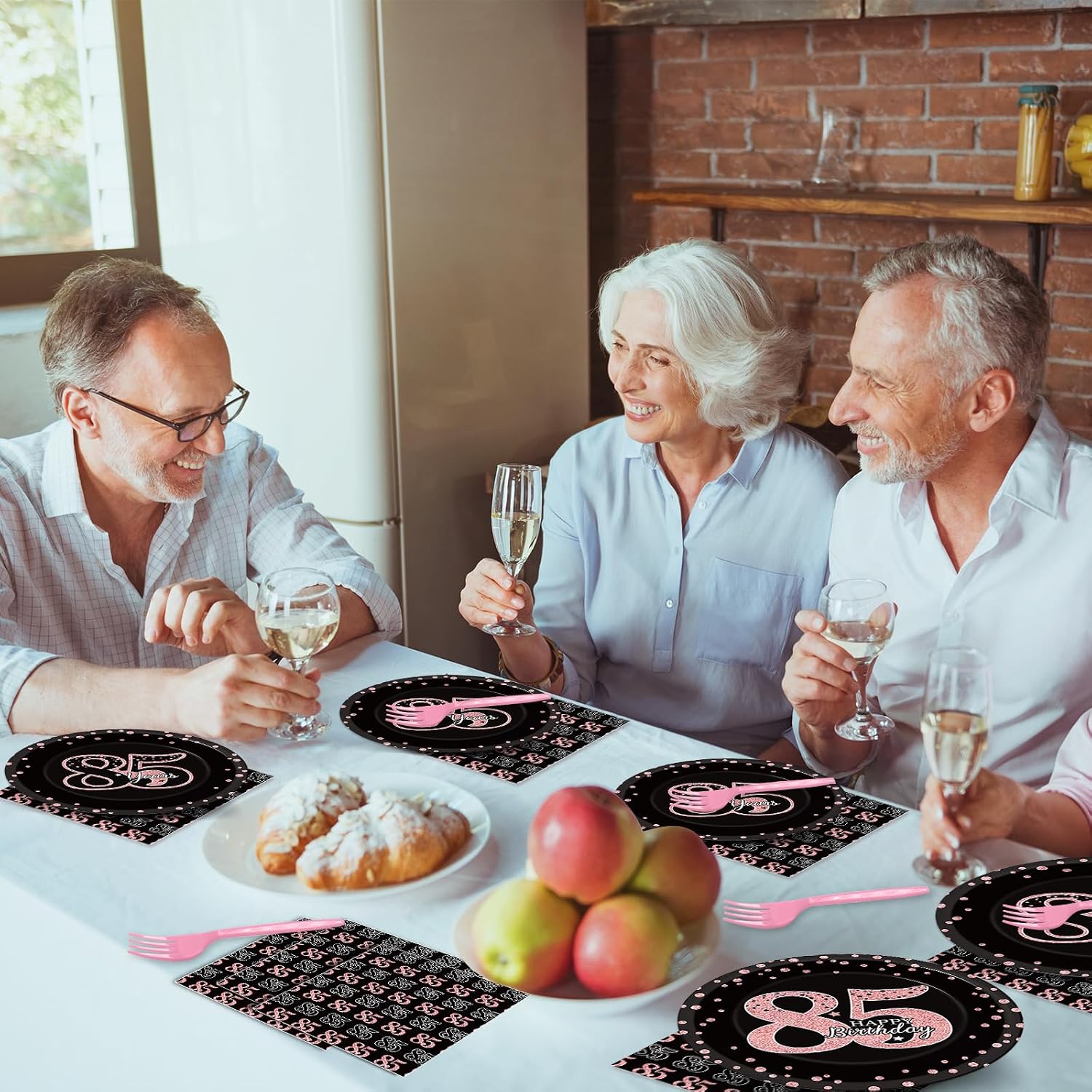 96 Pieces 85th Birthday Party Plates Rose Gold Cheers to 85 Years Theme Party Decorations for Women Paper Plates and Napkins Happy 85th Birthday Disposable Dessert Tableware Set Supplies 24 Guests