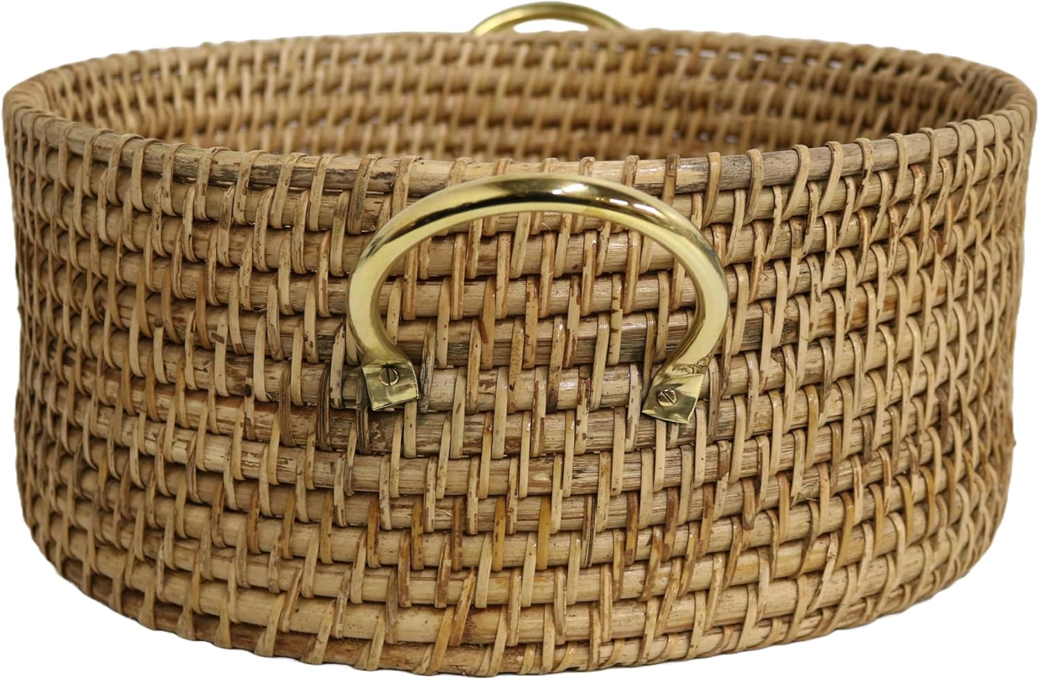 Home&Manor 10" Wicker Deep Tray with Double Handle