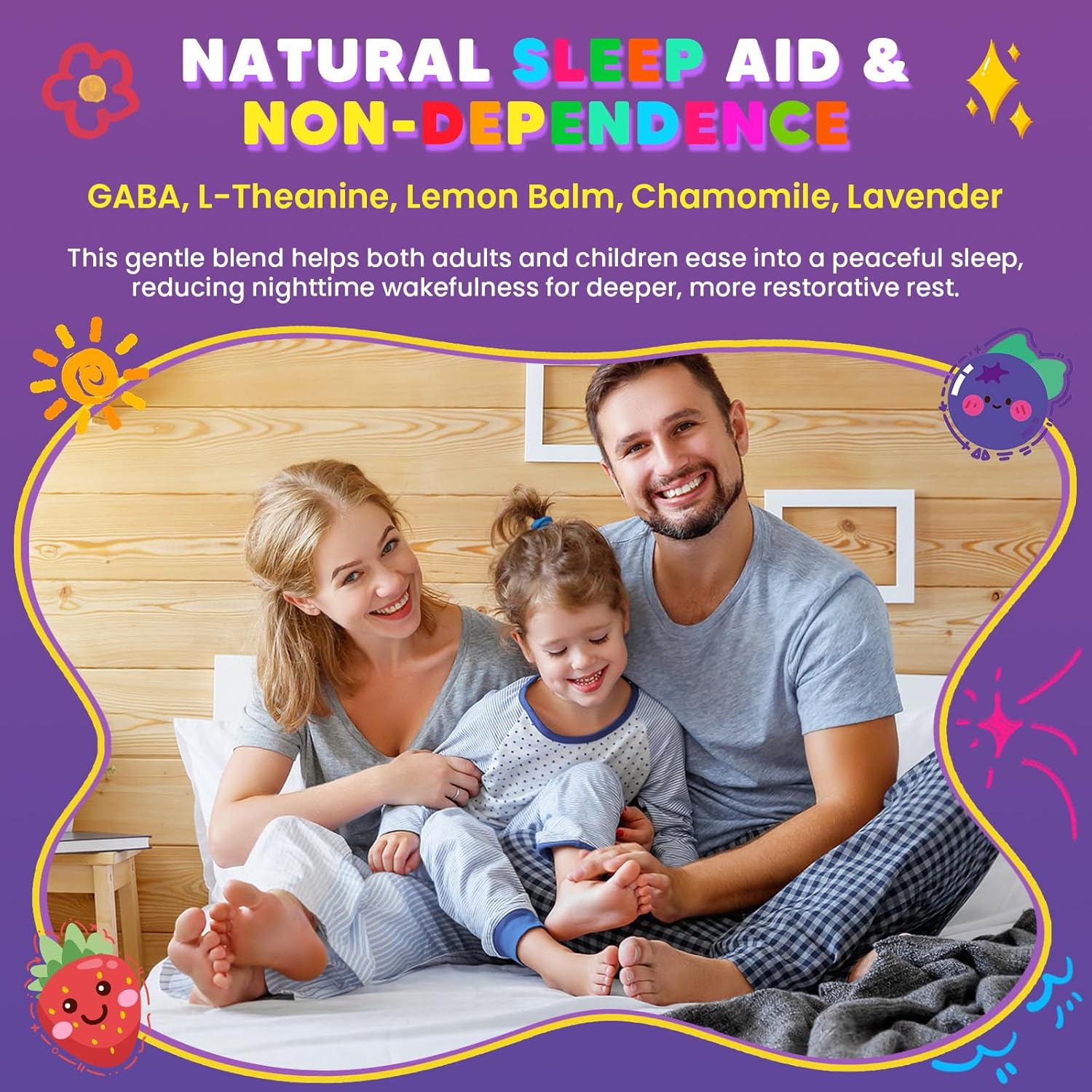 (2 Pack) Magnesium Glycinate Gummies for Kids & Adults, Sugar Free Magnesium Glycinate 400/200mg Supplement with Chamomile, Lavender, L-Theanine & GABA, B6, D3 & K2 for Relax, Brain, Immune Support - Image 4