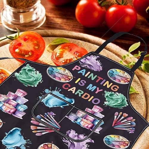 Miniatura 2 de CENWA Artista Pintura Es Mi Cardio Delantal de Arte Profesor Regalo Pinceles de Pintura Delantal Ajustable Para Amante del Arte Estudiante