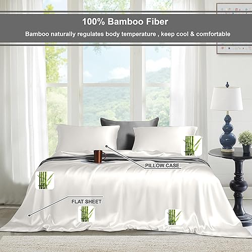 Vista 62 de Juego de sábanas de 4 piezas tamaño King - Cómodas sábanas transpirables y refrescantes - Sábanas de lujo para hotel - Bolsillos profundos de 16