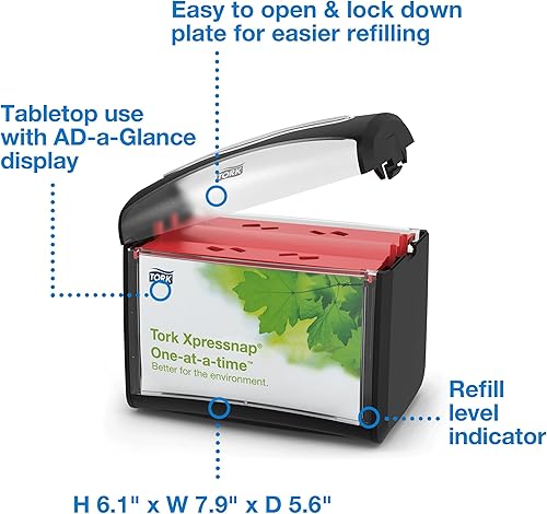 Miniatura 2 de Tork Xpressnap 6232100 - Dispensador de servilletas negro, compatible con N4, paquete de 4 unidades