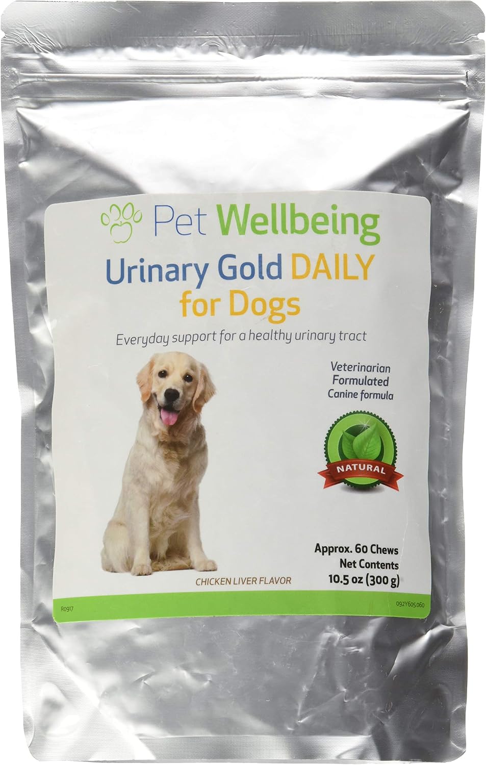Pet Wellbeing - Urinary Gold DAILY for Dogs - Natural Daily Maintenance of a Healthy Urinary Tract in Canines - 60 chews
