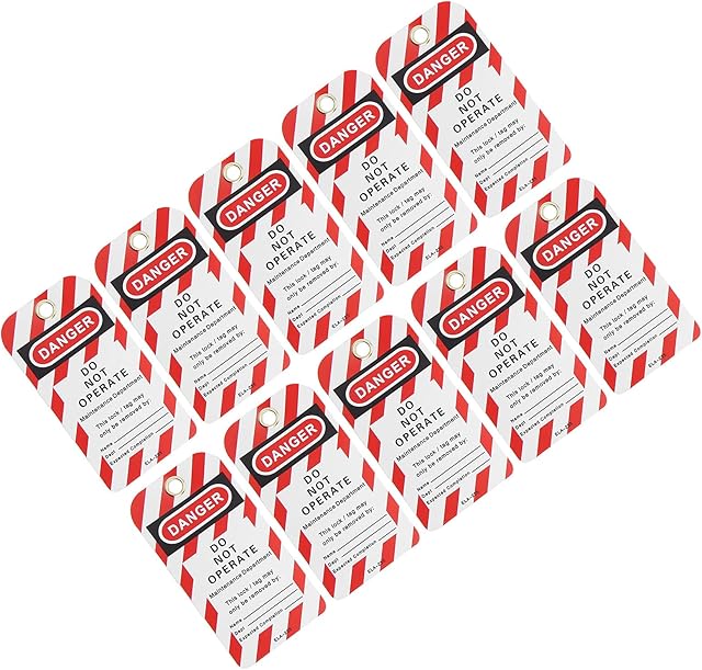 10PCS Lockout Tag, Good Insulation Front and Back Label Safety Warning Tagout Safety Tag for Industrial Chemical Electric Power, Petroleum