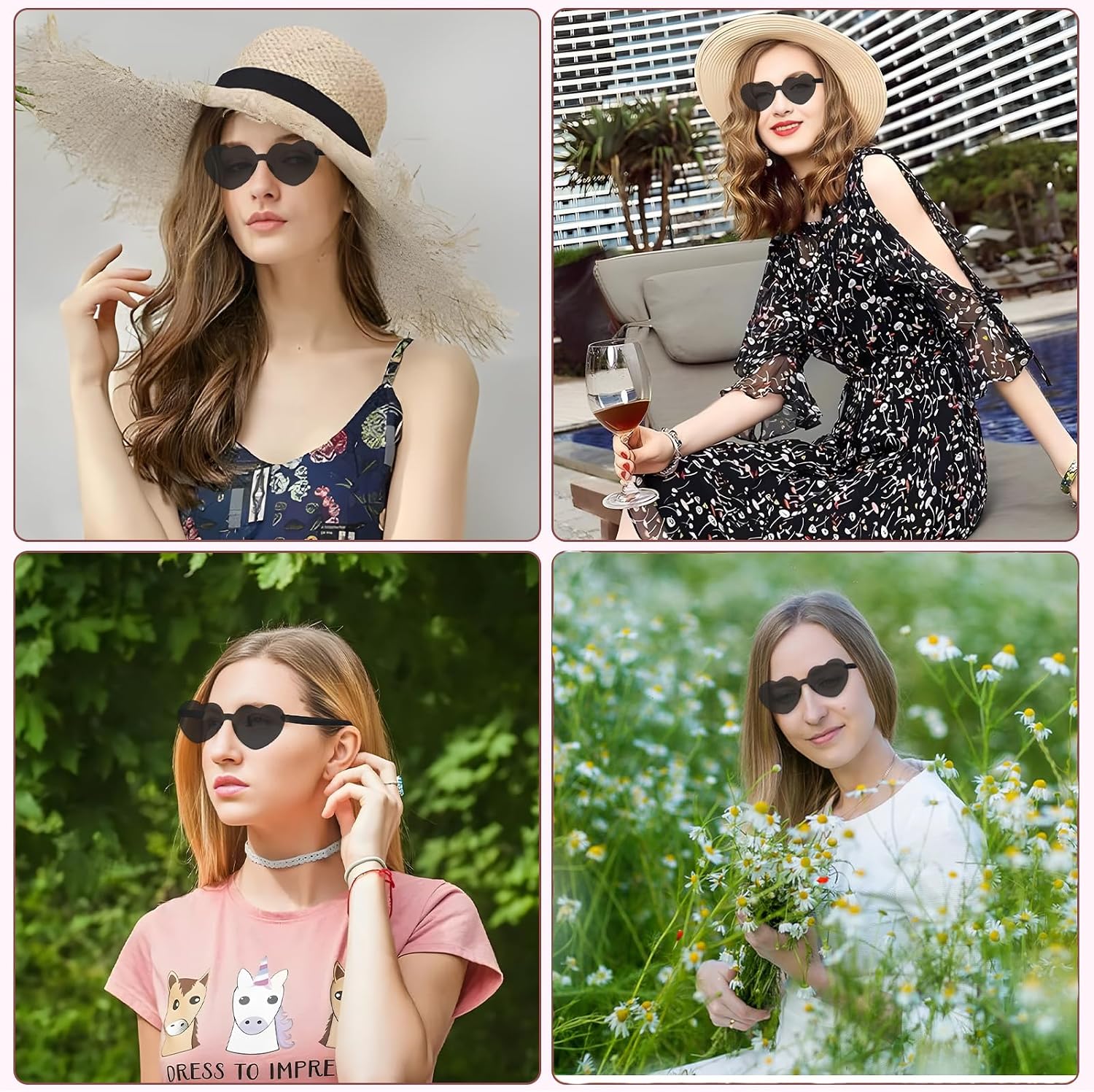 LEFIMOT 12 Pairs Heart Sunglasses for Women Heart Shaped Sunglasses Bulk Colorful Heart Glasses for Party Favor