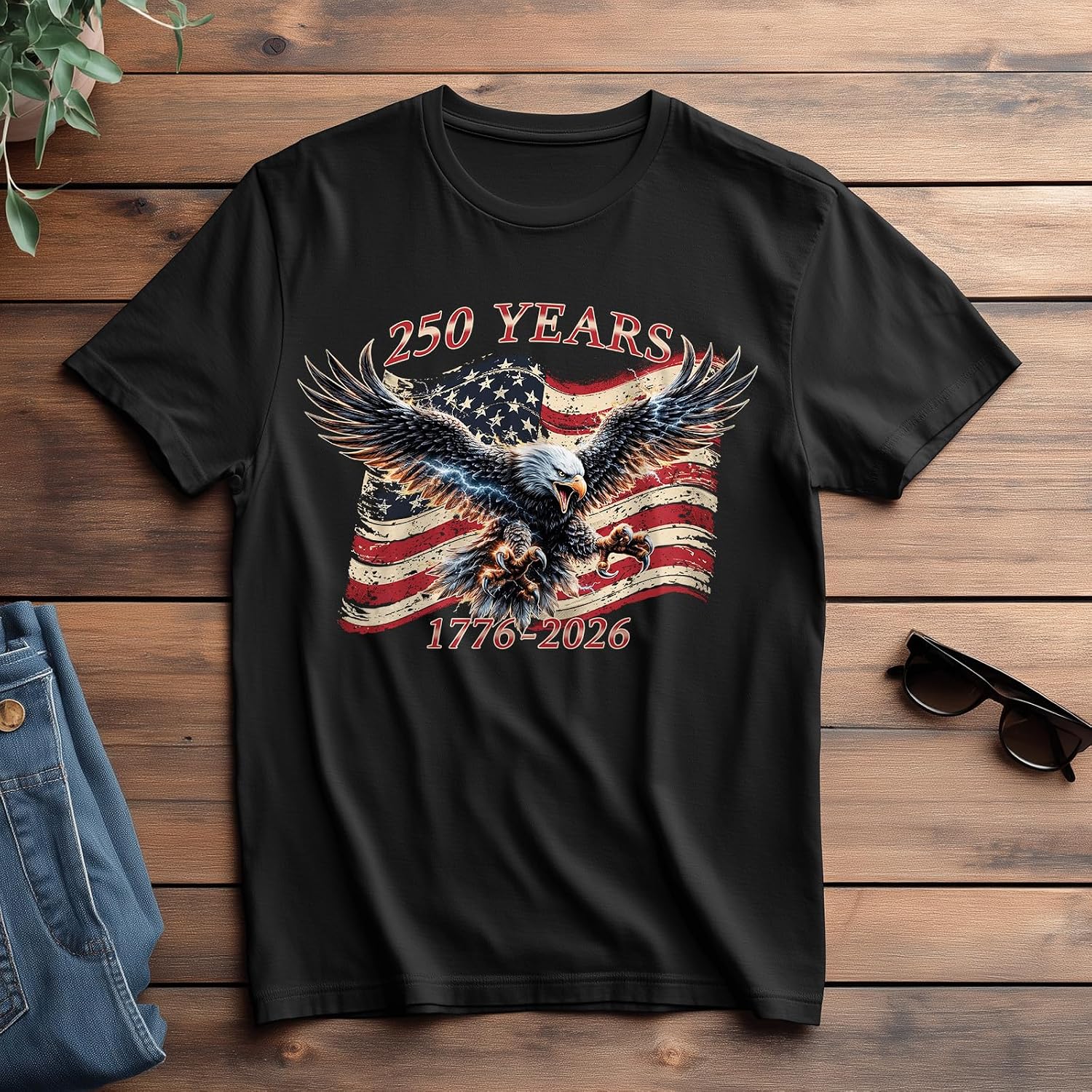 TiwBski Men’s Patriotic Eagle T-Shirt Vintage American Flag Bald Eagle Graphic Tee Shirts