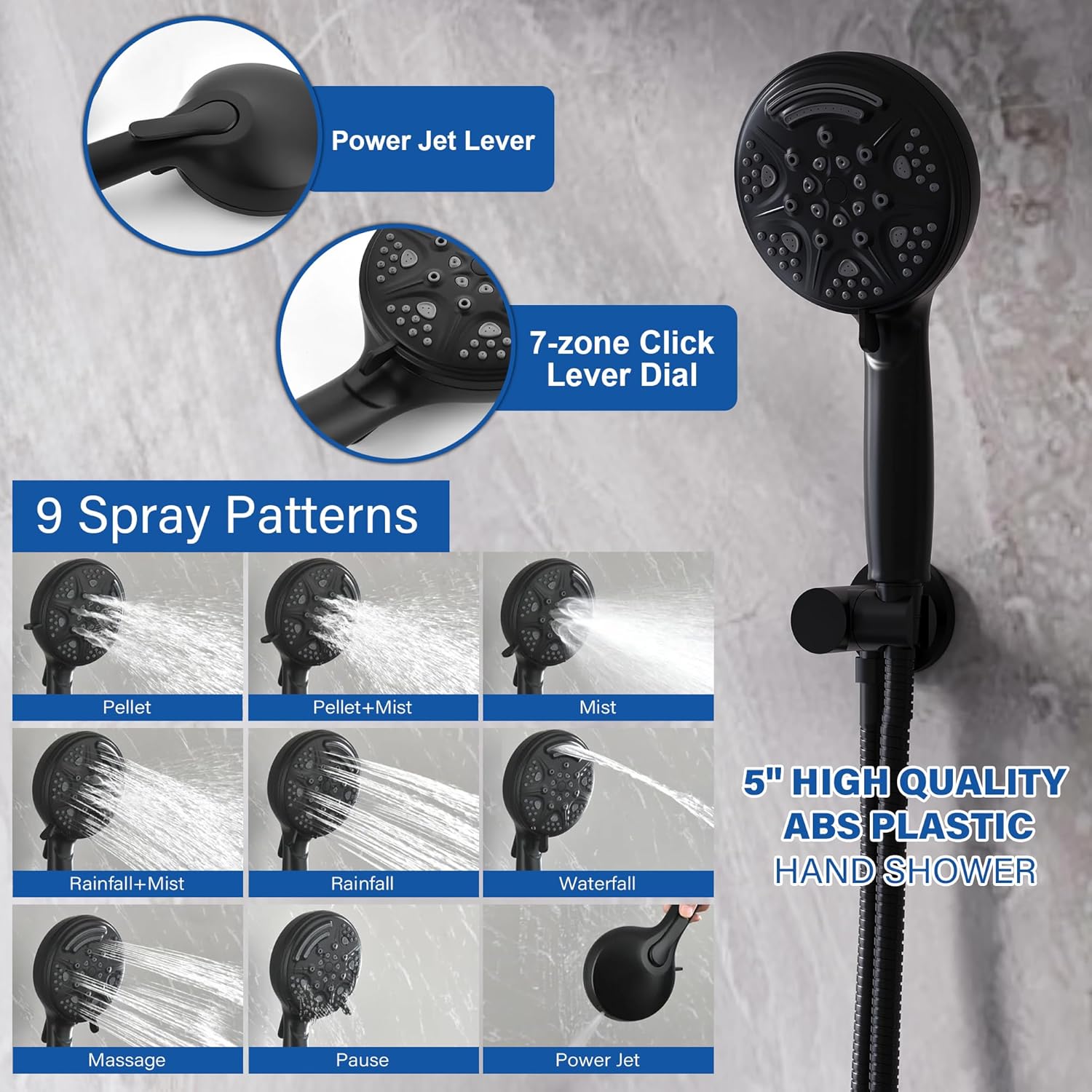 Diagram showing all parts included in the WELLFOR shower system package
