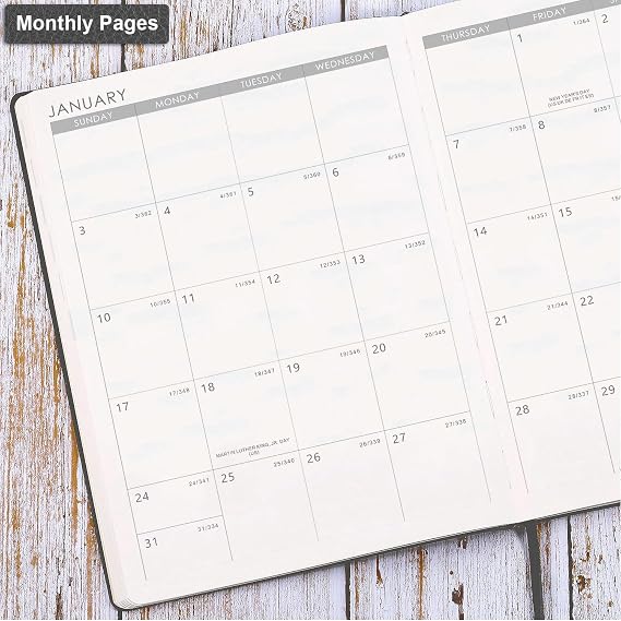 2027 Planner - 8.5 x 11 2027 Planner Weekly and Monthly, Jan - Dec 2027, Faux Leather Cover, Pen Holder, Pocket, 25 Notes Pages, A4 Premium Paper - Gray