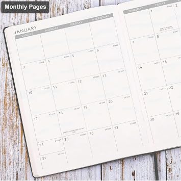 2027 Planner - 8.5 x 11 2027 Planner Weekly and Monthly, Jan - Dec 2027, Faux Leather Cover, Pen Holder, Pocket, 25 Notes Pages, A4 Premium Paper - Gray