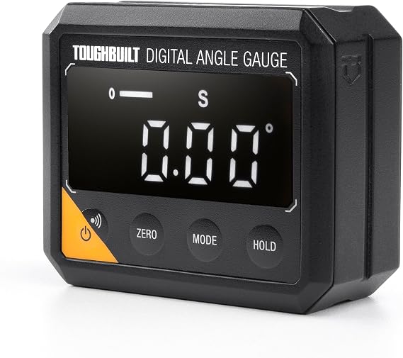 ToughBuilt - Precise Digital Electronic Angle Gauge Level w/Magnetic Base, High Contrast Display for All Environments, Measuring Tool for Carpentry, Building, Automobile, Masonry - (TB-H2-65AF-MD)
