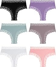 BeReady 6 Pack Women's Cotton Briefs Lace Hipster Underwear Lace Underwear Brazilian Panties