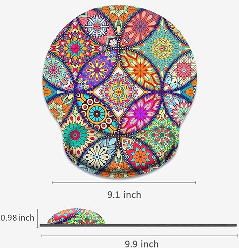 Miniatura 3 de Britimes Ergonomic Mouse Pad with Wrist Support Mandala Floral Non-Slip Rubber Base Mousepad for Home Office Gaming Working Computers Laptop Easy