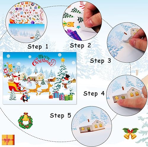 Miniatura 4 de Calcomanías navideñas para niños, haz una calcomanía de Navidad con cartón, manualidades de invierno para recuerdos de juegos de fiesta (36 hojas)