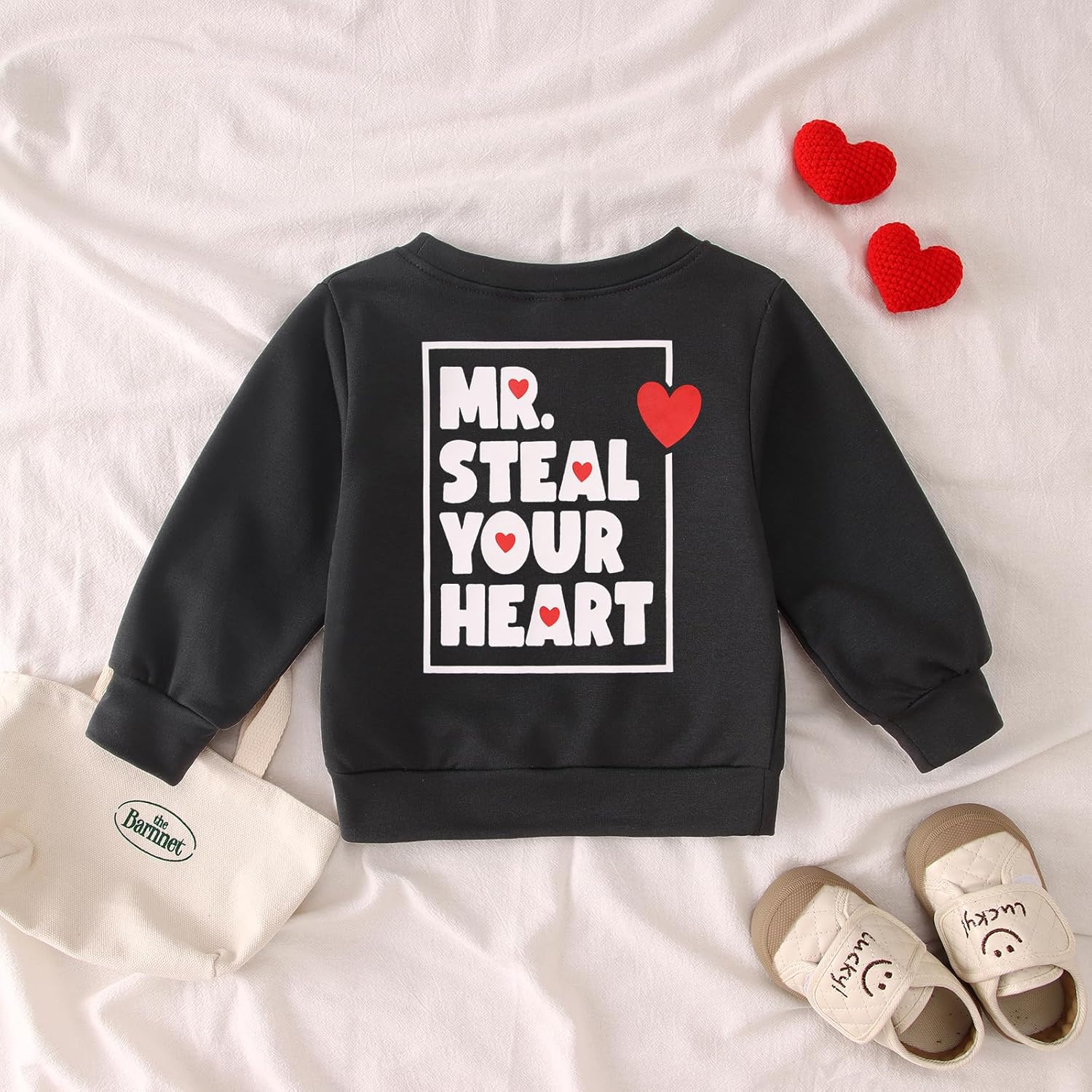 MODNTOGA Toddler Baby Boy Valentines Sweatshirt Mr Steal Your Heart Graphic Shirt Long Sleeve Funny Letter Pullover Tops - Image 7