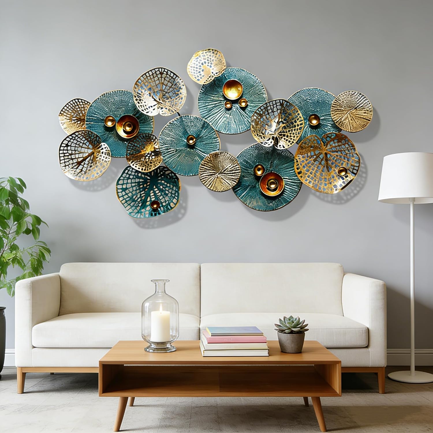 Soul Relaxation Large 3D Lotus Flower Metal Wall Art - Modern Wall Sculpture for Living Room & Bedroom Decor