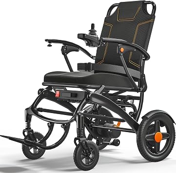 Foldable Electric Wheelchair for Adults, 500W High Power Electric Wheelchair, 350LBS Capacity & Ultimate Safety Design, All-Terrain Pneumatic Tires Ultra-Light Carbon Fiber + Aluminum