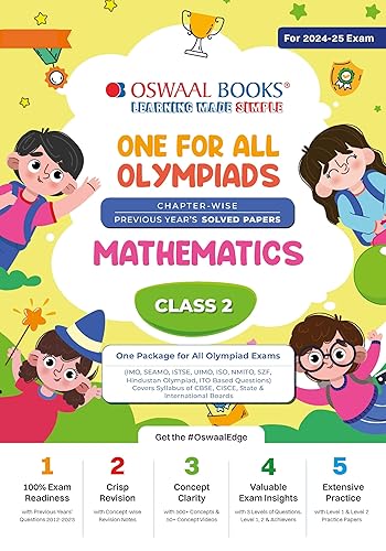 Oswaal One For All Olympiad Class 2 Mathematics | Previous Years Solved Papers | For 2024-25 Exam