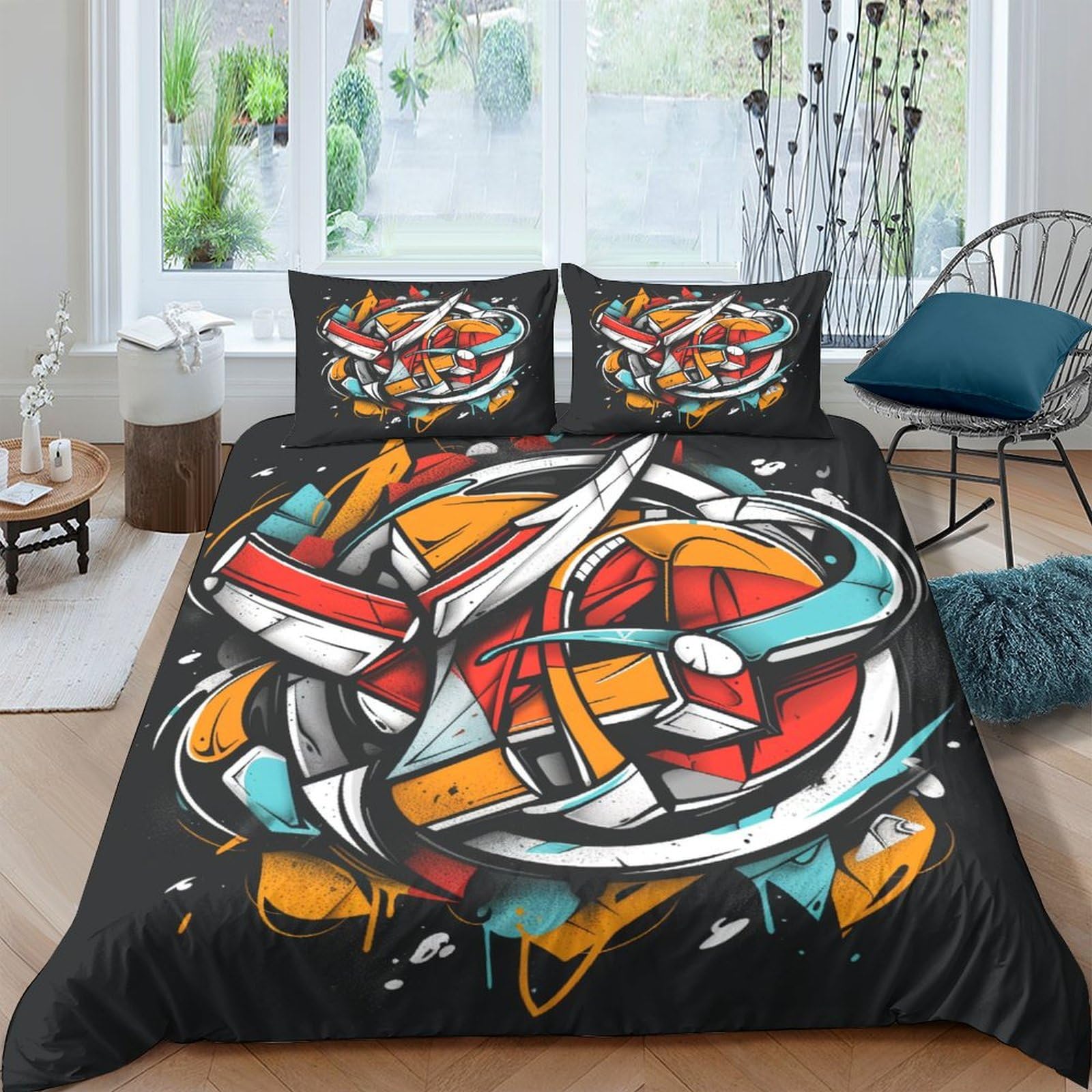 Parure de lit hip hop 3D pour créer une ambiance street art moderne dans une chambre d'ado