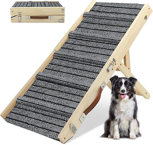 Rampa para perros para perros, 39.4 pulgadas de largo, rampa para mascotas, 5 ajustables de 11.8 a 26.7 pulgadas, tracción antideslizante para